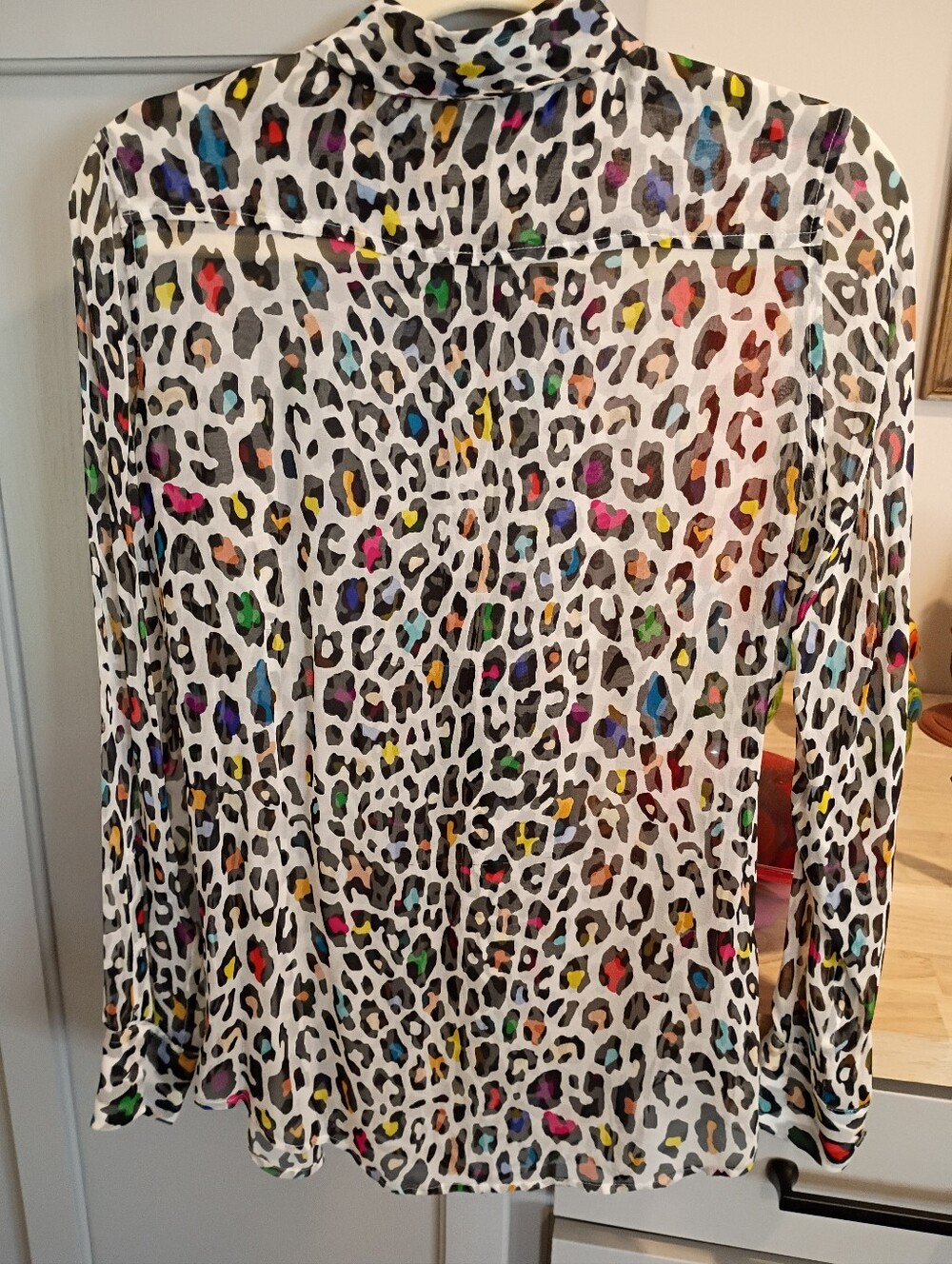 Equipment Multicolor Leopard Print Button-Front Blouse on White - Picture 3 of 3